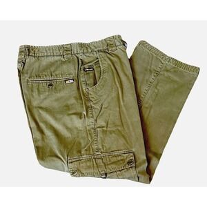 Lugz Twill Cargo Pants Mens 36 Olive Green Cotton Straight Leg Style 85131B